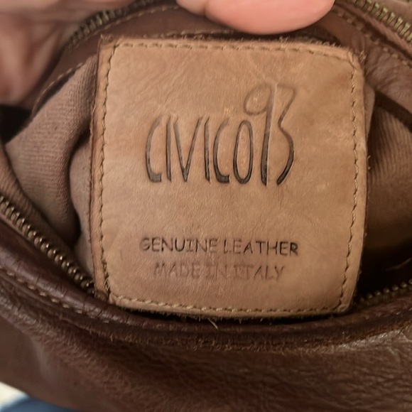 Civico 93 Bag Crossbody Woven Leather Italy Adjustable Strap Brass Hardware - Picture 9 of 13